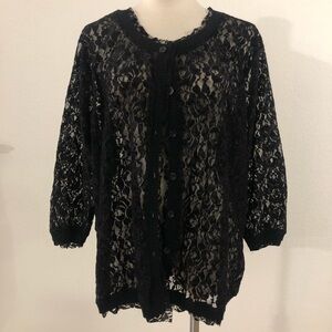 NWOT American Rag Cie Sheer Black Lace Cardigan Button Front Plus Size 3X